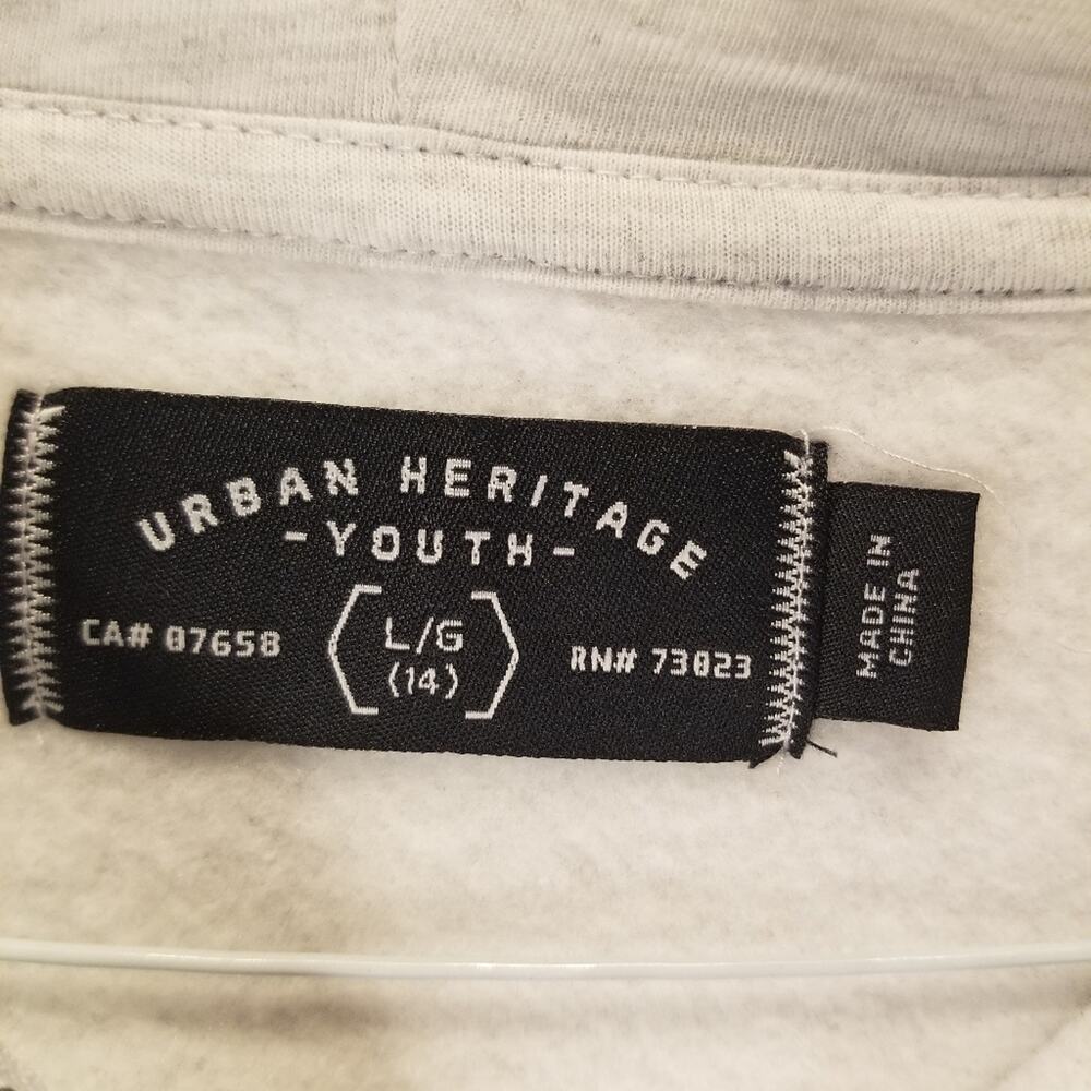 Urban Heritage Grey Zipper Hoodie Youth L 14 - Picture 2 of 10